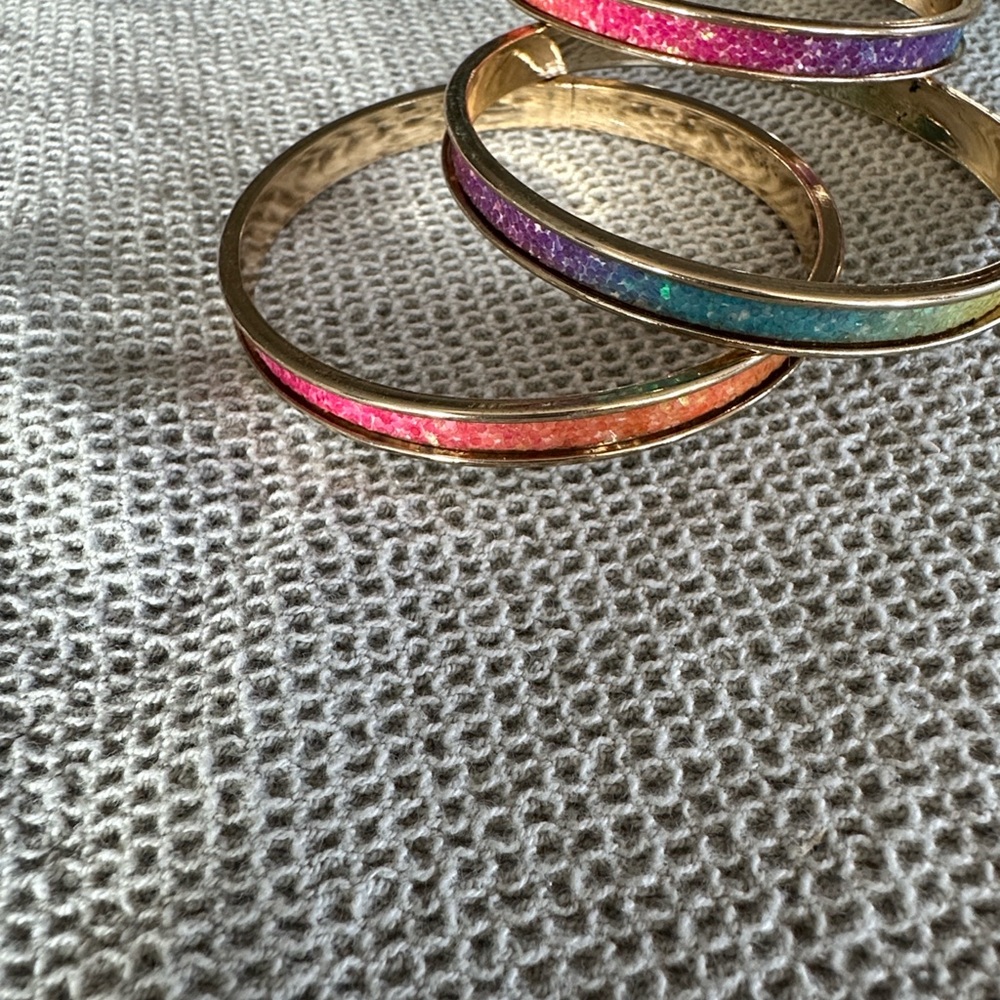 Colorful Gold-Tone Bangle Set - Picture 7 of 9